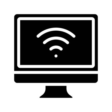 Wifi Bilgisayar simgesi, vektör illüstrasyonu 