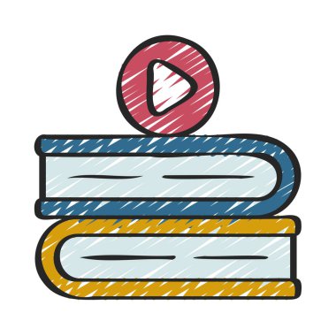 Kitap Yığını Video simgesi, vektör illüstrasyonu