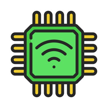 Wifi İşlemci Çipi Web simgesi, vektör illüstrasyonu