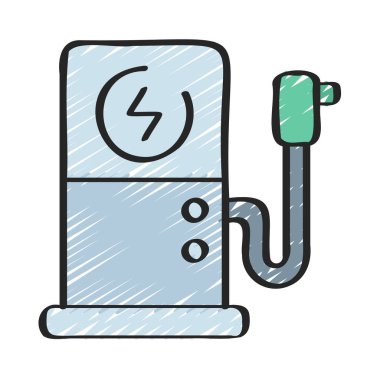Elektrikli Araç Şarj simgesi vektör illüstrasyon tasarımı