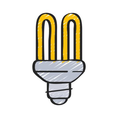 Floresan ampul simgesi, vektör illüstrasyonu