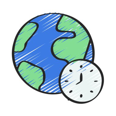 dünya saat simgesi vektör illüstrasyonu 