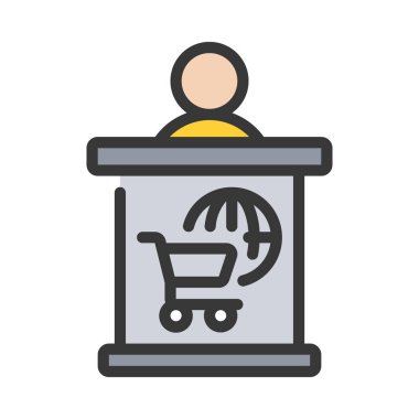 Ticaret Semineri Web simgesi, vektör illüstrasyonu                