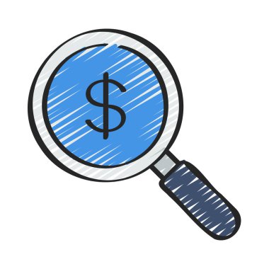 Financial Audit Loupe icon, vector illustration  