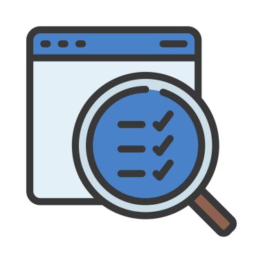 Çevrimiçi araştırma simgesi, vektör illüstrasyonu