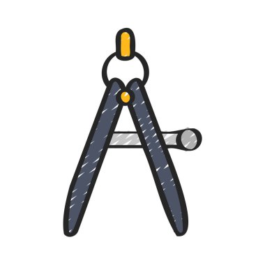 Ahşap Çizim Pusula simgesi, düz tasarım, vektör illüstrasyonu