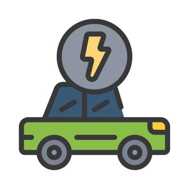 Beyaz arkaplanda elektrikli araba simgesi