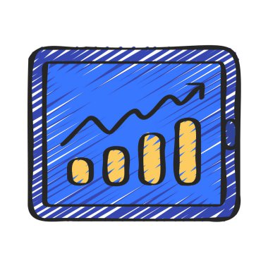 Tablet simgesi, vektör illüstrasyonundaki iş büyümesi grafiği