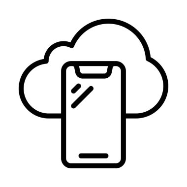 Mobil Bulut Simgesi, Vektör İllüstrasyonu