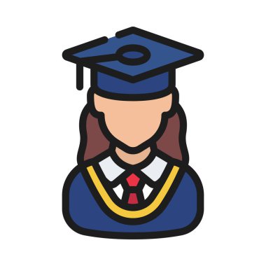 Kadın Öğrenci Web simgesi vektör illüstrasyonu