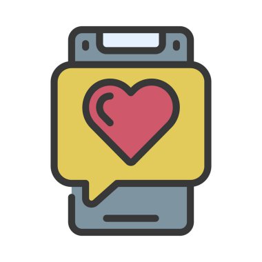 Aşk İleti simgesi, vektör illüstrasyonu  