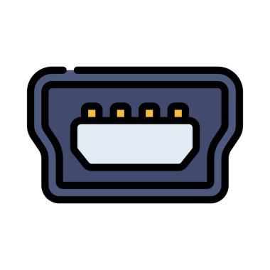 Mini B Port düz simgesi, vektör illüstrasyonu 