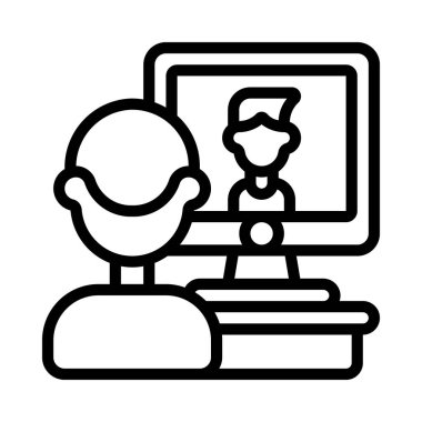 Video Konferansı simgesi basit düz illüstrasyon