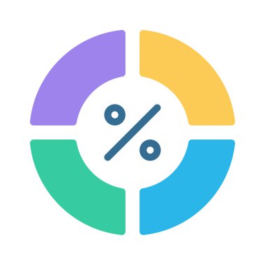 Ayrılmış Dört Pasta Grafiği simgesi, vektör illüstrasyonu