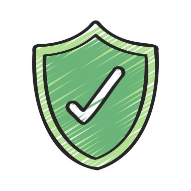 Kalkan simgesini, vektör illüstrasyonunu işaretle