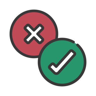 Tick And Cross simgesi, vektör çizimi basit tasarım