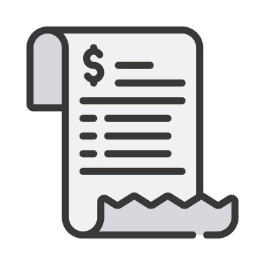 Makbuz simgesi. Beyaz arkaplanda izole edilmiş web tasarımı için vektör simgesi