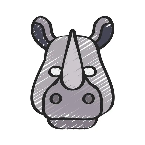 Isolato Carino Cartone Animato Rhino Disegno Vettoriale Illustrazione — Vettoriale Stock