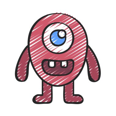 Beyaz arkaplanda tek gözlü canavarın vektör çizimi  