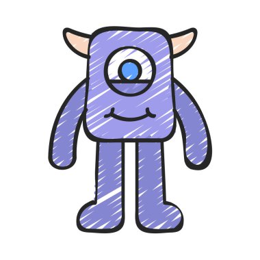 Beyaz arkaplanda uzun bacaklı vektör çizimi olan canavar 