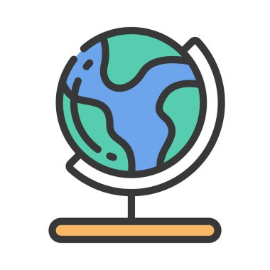 Beyaz arkaplanda dünya simgesi vektör illüstrasyonu 