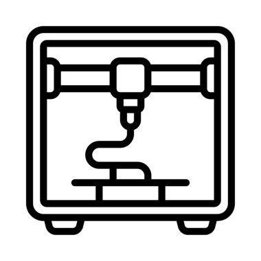 Üç Boyutlu Yazdırma simgesi, vektör illüstrasyonu