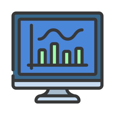  Bilgisayar web simgesi vektör illüstrasyonunda çubuk çizelgesi 