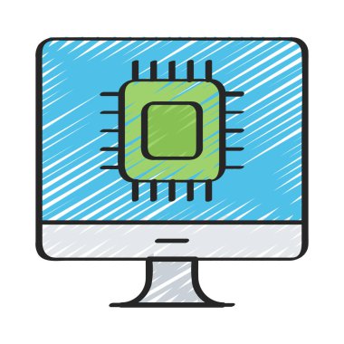 Akıllı Bilgisayar simgesi, vektör illüstrasyonu 