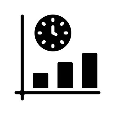 Saat simgesi ve vektör illüstrasyonlu işletme çubuğu şeması