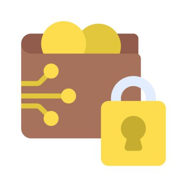 Kilit vektör illüstrasyon tasarımlı dijital cüzdan 