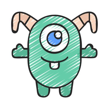 Beyaz arkaplandaki canavarın vektör çizimi  