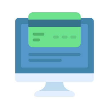 Bilgisayar Kredi simgesi, vektör illüstrasyonu 