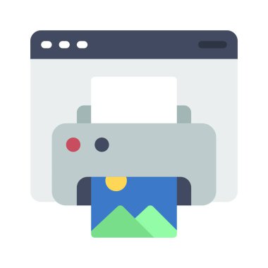 Çevrimiçi Yazdırma simgesi, vektör illüstrasyonu