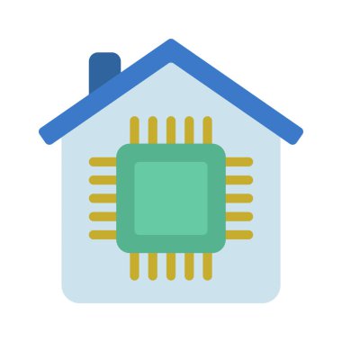 Ev İşlemcisi simgesi, işlemci simgesi, vektör illüstrasyonu 