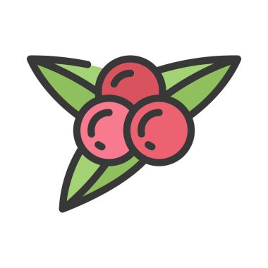 çilek düz simgesi, vektör çizim 