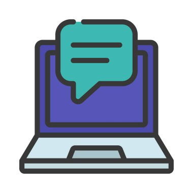 Laptop İleti simgesi, vektör illüstrasyonu 