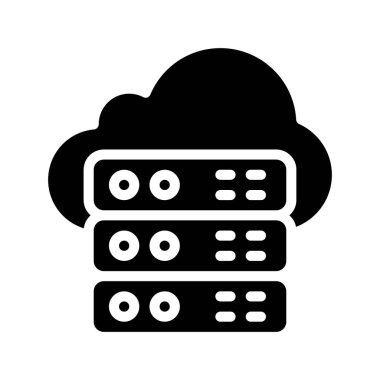 Bulut Sunucuları Simgesi, Vektör İllüstrasyonu