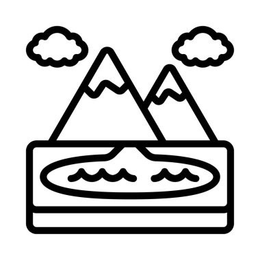 Göl Sahnesi düz simgesi, vektör illüstrasyonu 