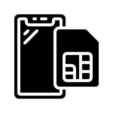 Modern simge Sim Kart ve akıllı telefonun vektör illüstrasyonu 