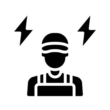 Elektriksel Mekanik Erkek Web simgesi düz tasarım, vektör illüstrasyonu