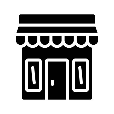 Dükkanı düz simgesi, vektör çizim
