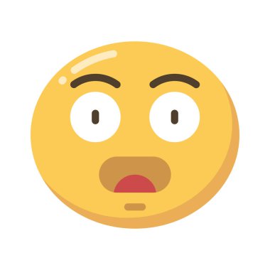 Şok olmuş emoji düz stil duygu simgesi                        