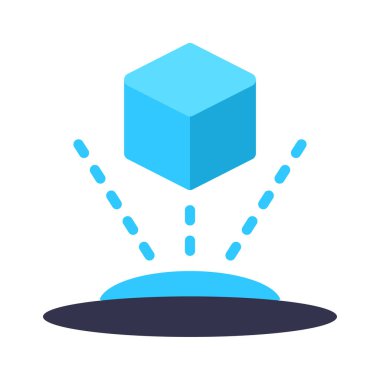 Holografik Küp simgesi, vektör illüstrasyonu basit tasarım