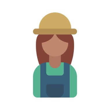 Çiftçi Kadın web simgesi düz tasarım, vektör illüstrasyonu                    