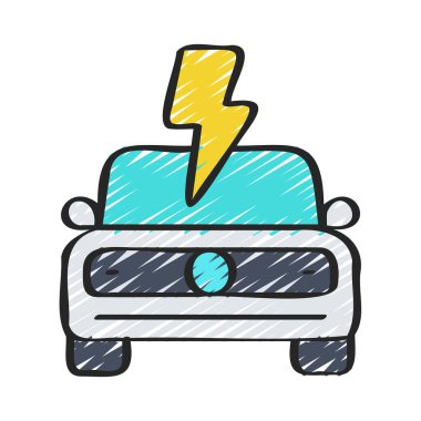 Beyaz arkaplanda elektrikli araba sürgüsü simgesi