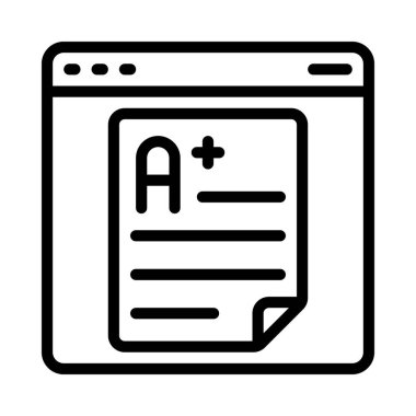 Notlandırılmış Online Çalışma düz simgesi, vektör illüstrasyonu 