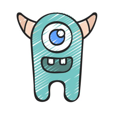 Beyaz arkaplandaki canavarın vektör çizimi  