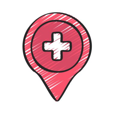 Hastane konumu ikon vektör illüstrasyon arka planı 