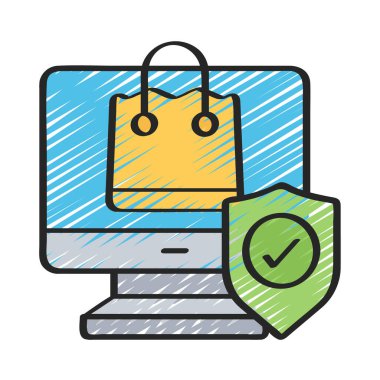 Çevrimiçi Alışveriş Ağı ikon vektör illüstrasyonunu Gizle