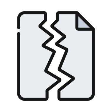 Kırık Dosya simgesi, vektör illüstrasyonu